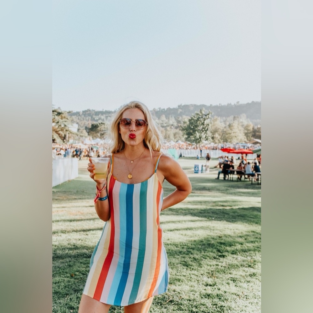 Reformation Rainbow stripe mini dress starburst 🌈 - size 10 fits 6 8